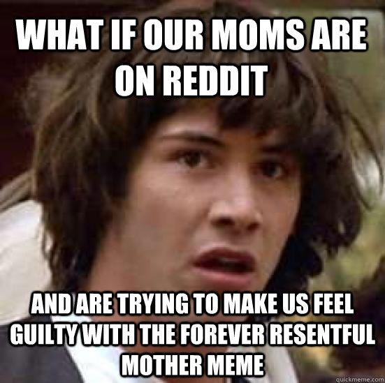 What if our moms are on reddit and are trying to make us feel guilty with the forever resentful mother meme - What if our moms are on reddit and are trying to make us feel guilty with the forever resentful mother meme  conspiracy keanu