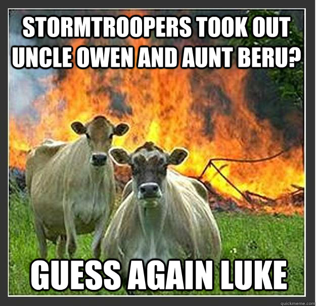 Stormtroopers took out Uncle Owen and Aunt Beru? Guess again Luke - Stormtroopers took out Uncle Owen and Aunt Beru? Guess again Luke  Evil cows