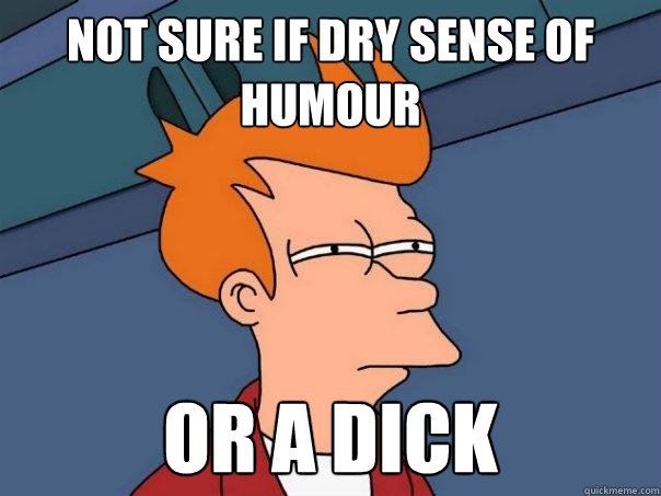 not sure if dry sense of humour or a dick  Futurama Fry