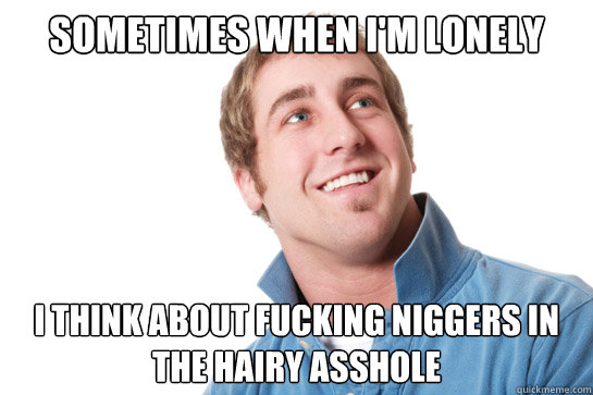 Sometimes When I'm Lonely I think about fucking niggers in the hairy asshole  Misunderstood D-Bag