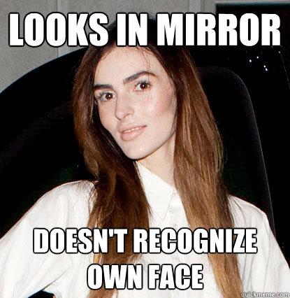 Looks in Mirror Doesn't recognize own face  New Face Ali Lohan