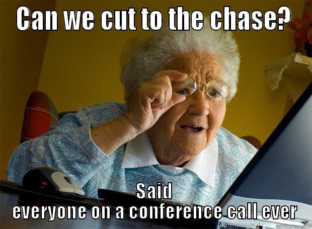 CAN WE CUT TO THE CHASE? SAID EVERYONE ON A CONFERENCE CALL EVER Grandma finds the Internet