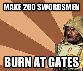 make 200 swordsmen burn at gates  stronghold crusader