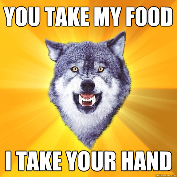 You take my food I take your hand  Courage Wolf