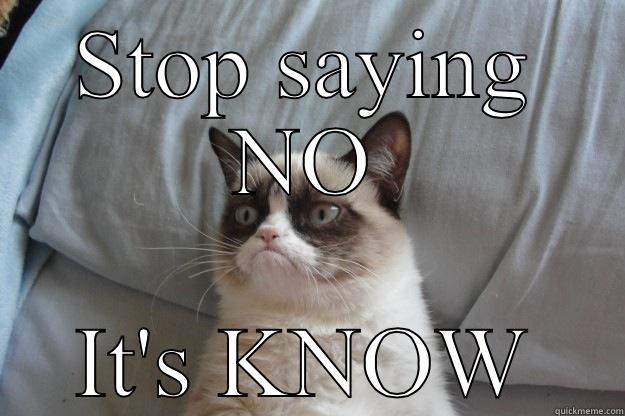 STOP SAYING NO IT'S KNOW Grumpy Cat