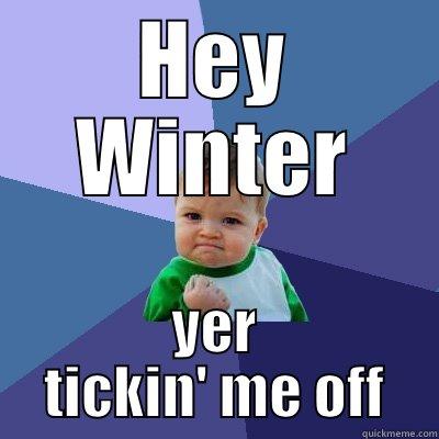 about had it with this cold weather crap - HEY WINTER YER TICKIN' ME OFF Success Kid