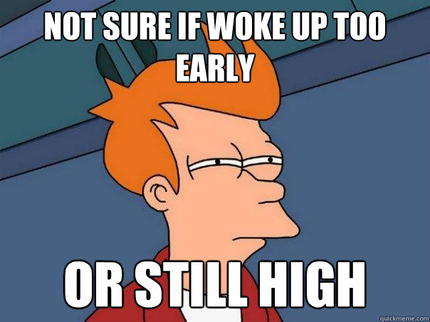 Not sure if woke up too early or still high  Futurama Fry