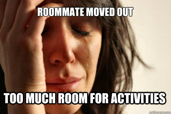 roommate moved out too much room for activities  First World Problems