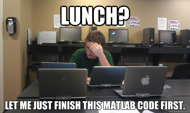 LUNCH? LET ME JUST FINISH THIS MATLAB CODE FIRST. - LUNCH? LET ME JUST FINISH THIS MATLAB CODE FIRST.  Hopeless Engineering Student