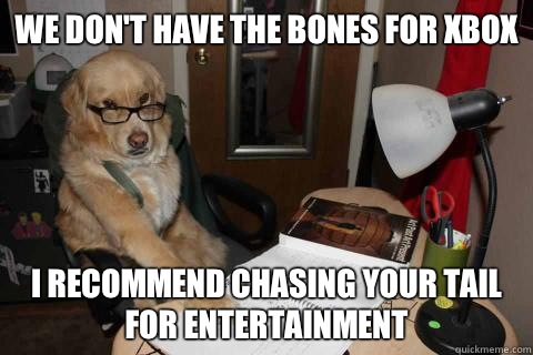 We don't have the bones for Xbox  I recommend chasing your tail for entertainment  Financial Advice Dog