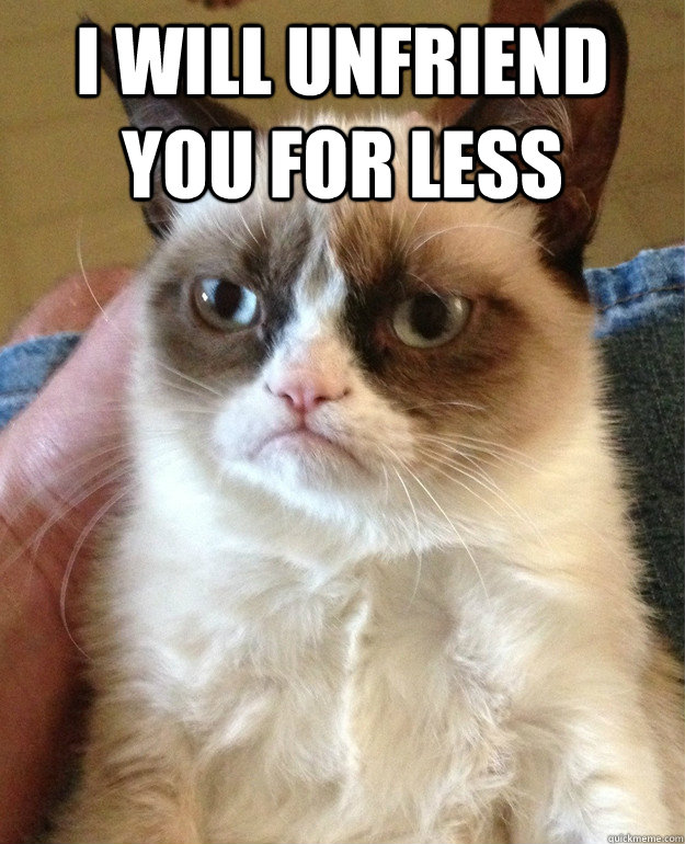 I will unfriend you for less  - I will unfriend you for less   Grumpy Cat