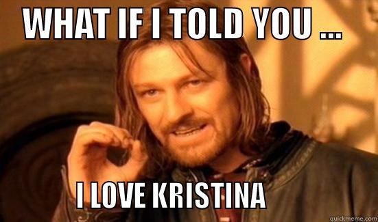    WHAT IF I TOLD YOU ...                 I LOVE KRISTINA                  Boromir