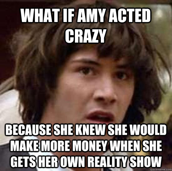 What if amy acted crazy  because she knew she would make more money when she gets her own reality show  conspiracy keanu