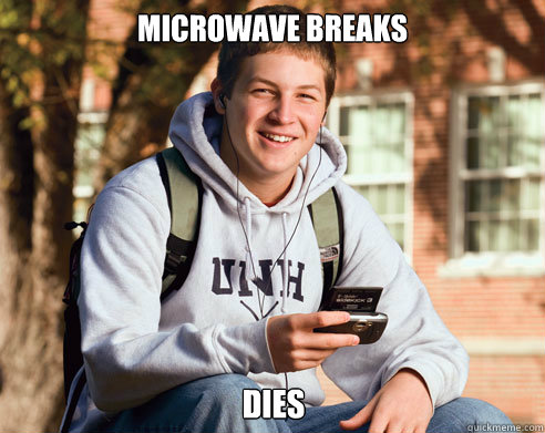 MICROWAVE BREAKS DIES  College Freshman