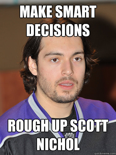 make smart decisions rough up scott nichol  - make smart decisions rough up scott nichol   Drew doughty