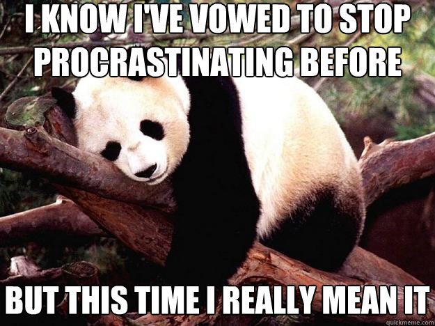 i know i've vowed to stop procrastinating before but this time i really mean it  Procrastination Panda