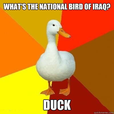 what's the national bird of iraq? duck  Tech Impaired Duck