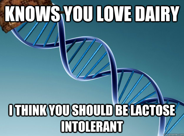 knows you love Dairy I think you should be Lactose Intolerant  Scumbag Genetics