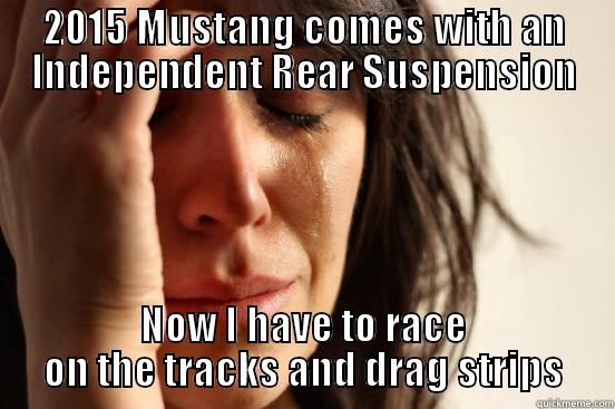 1st world problem - 2015 MUSTANG COMES WITH AN INDEPENDENT REAR SUSPENSION NOW I HAVE TO RACE ON THE TRACKS AND DRAG STRIPS First World Problems