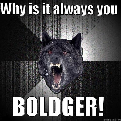 WHY IS IT ALWAYS YOU  BOLDGER! Insanity Wolf