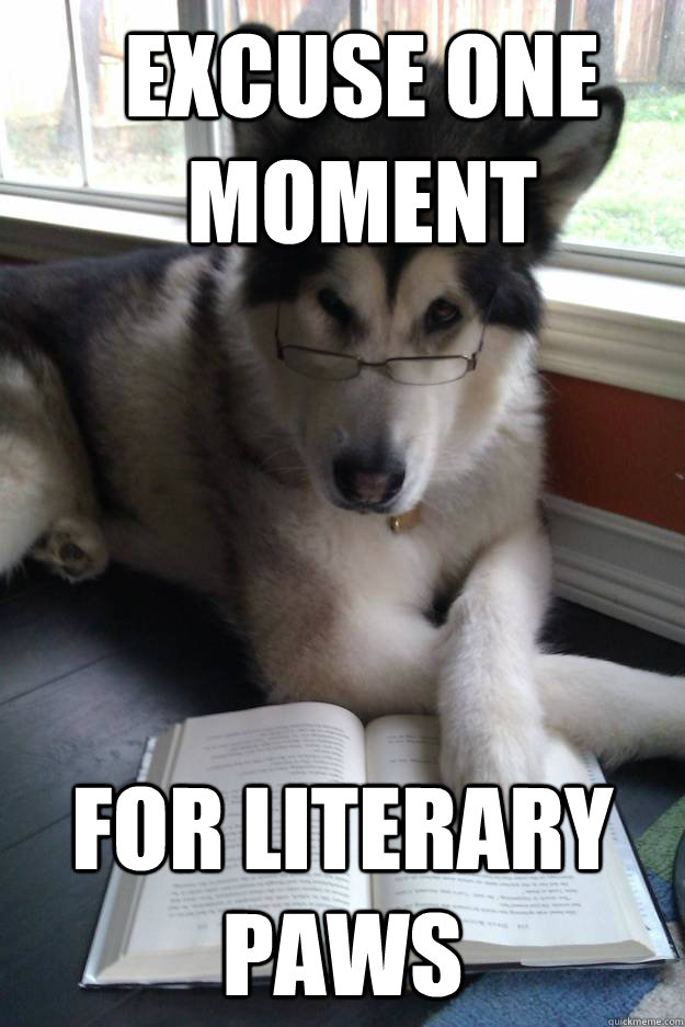 excuse one moment for literary paws - excuse one moment for literary paws  Condescending Literary Pun Dog