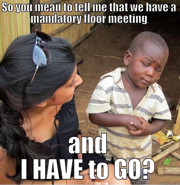 SO YOU MEAN TO TELL ME THAT WE HAVE A MANDATORY FLOOR MEETING AND I HAVE TO GO? Skeptical Third World Kid