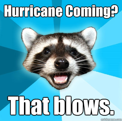 Hurricane Coming? That blows. - Hurricane Coming? That blows.  Lame Pun Coon