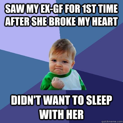 saw my ex-gf for 1st time after she broke my heart didn't want to sleep with her  Success Kid