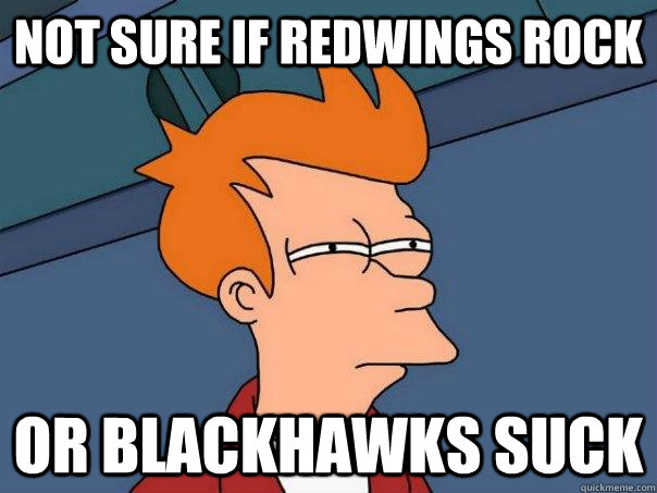 NOT SURE IF REDWINGS ROCK OR BLACKHAWKS SUCK  Futurama Fry