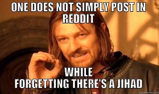 ONE DOES NOT SIMPLY POST IN REDDIT WHILE FORGETTING THERE'S A JIHAD Boromir