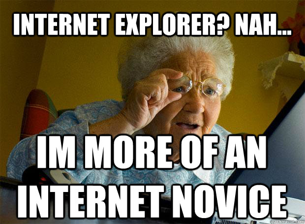 internet explorer? nah... im more of an internet novice    Grandma finds the Internet