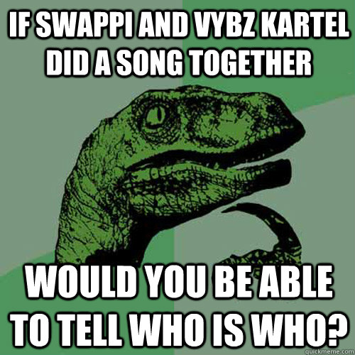 if swappi and vybz kartel did a song together would you be able to tell who is who?  Philosoraptor