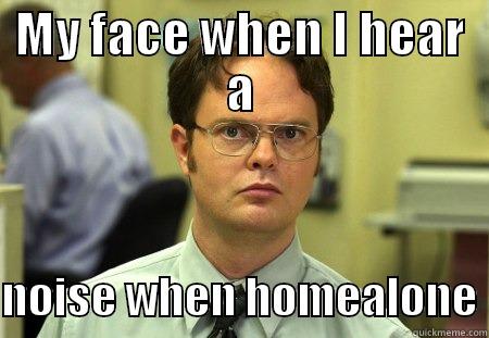 MY FACE WHEN I HEAR A  NOISE WHEN HOMEALONE Schrute