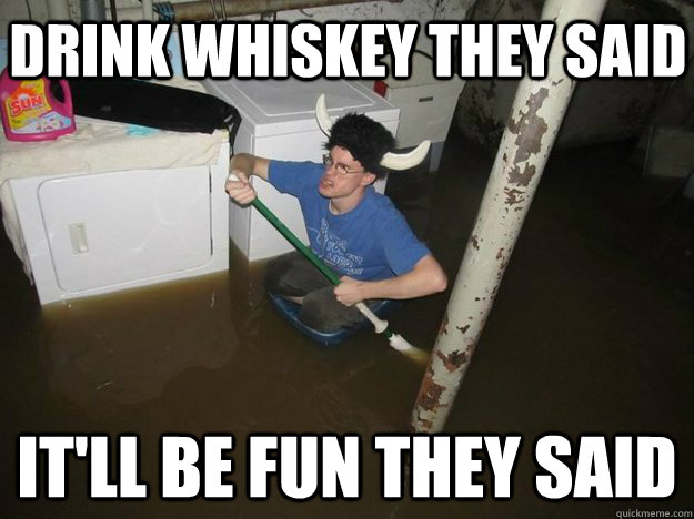 Drink whiskey they said it'll be fun they said - Drink whiskey they said it'll be fun they said  Do the laundry they said