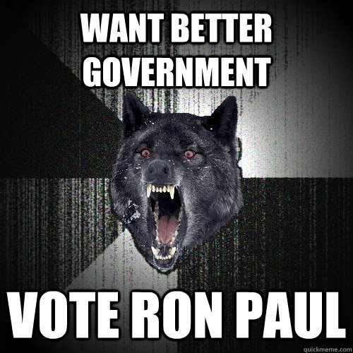 want better government vote ron paul  Insanity Wolf