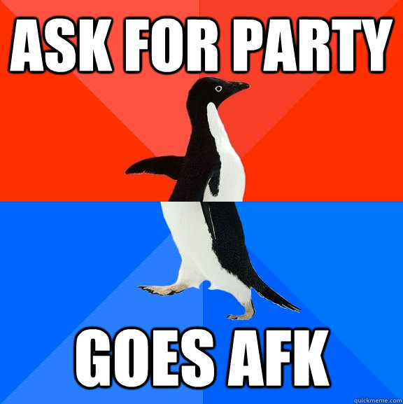 ASK for party goes afk - ASK for party goes afk  Socially Awesome Awkward Penguin