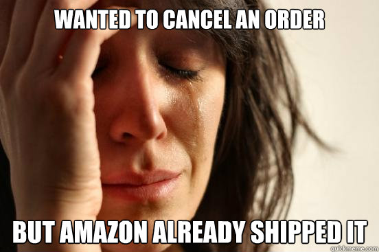 Wanted to cancel an order But Amazon already shipped it  First World Problems