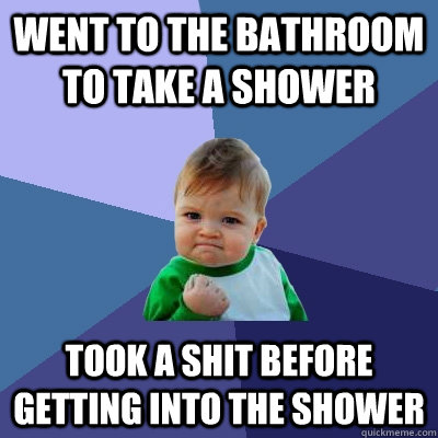 went to the bathroom to take a shower took a shit before getting into the shower  Success Kid