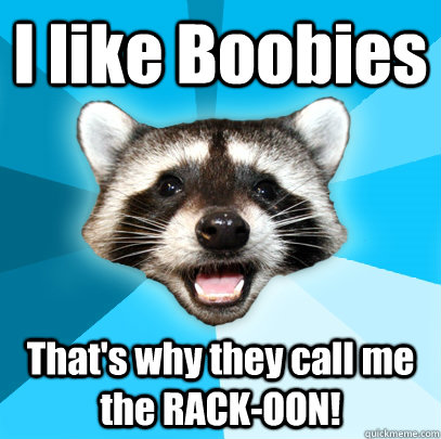 I like Boobies That's why they call me the RACK-OON! - I like Boobies That's why they call me the RACK-OON!  Lame Pun Coon