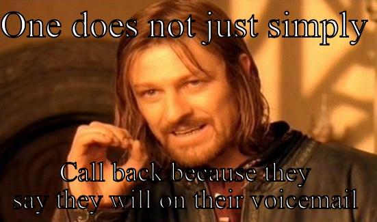 ONE DOES NOT JUST SIMPLY  CALL BACK BECAUSE THEY SAY THEY WILL ON THEIR VOICEMAIL Boromir