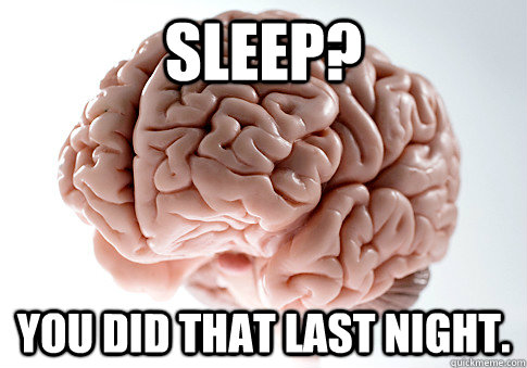 Sleep? You did that last night. - Sleep? You did that last night.  Scumbag Brain