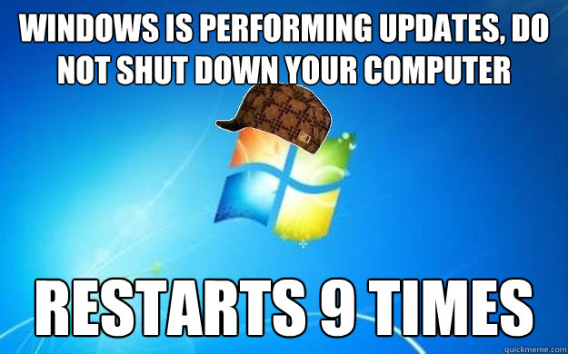 Windows is performing updates, do not shut down your computer Restarts 9 times  