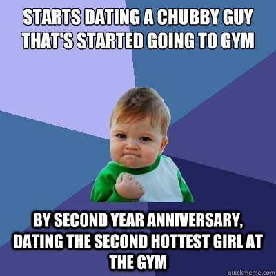 Starts Dating a chubby guy that's started going to gym By second year anniversary, dating the second hottest girl at the gym  Success Kid