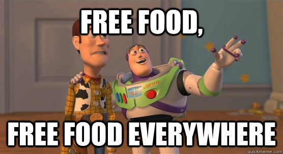 free food, free food everywhere  Toy Story Everywhere