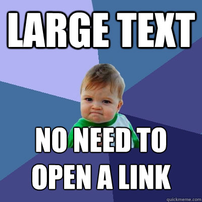 large text No need to open a link  Success Kid