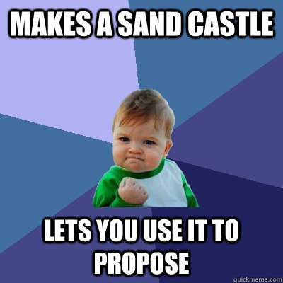 makes a sand castle lets you use it to propose  Success Kid