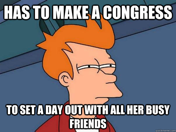 has to make a congress  to set a day out with all her busy friends  Futurama Fry