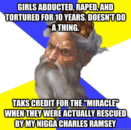 Girls abducted, raped, and tortured for 10 years. Doesn't do a thing. Taks credit for the 