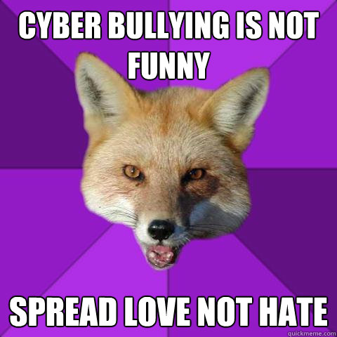 Cyber Bullying is not funny spread love not hate - Cyber Bullying is not funny spread love not hate  Forensics Fox
