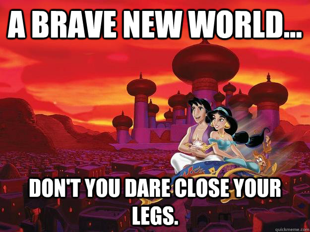 A brave new world... don't you dare close your legs. - A brave new world... don't you dare close your legs.  Bitches Love Worlds Aladdin